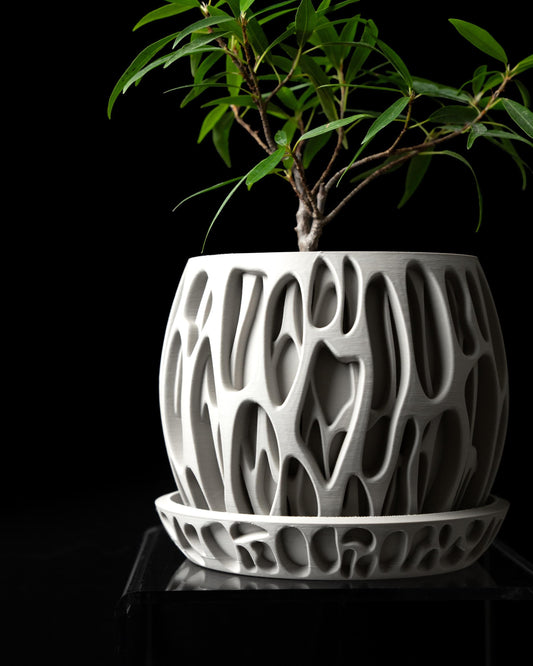 Moderner Blumentopf mit Drainage "Melt"| Exklusiv 3D gedruckter Topf für Blumen & Pflanzen