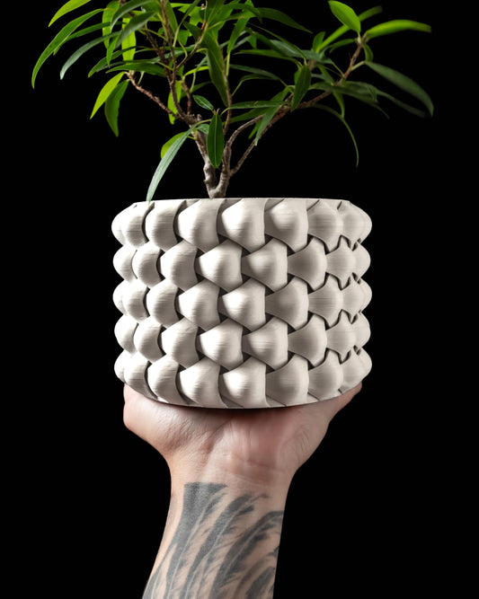 Moderner Blumentopf mit Drainage "Brok"| Exklusiv 3D gedruckter Topf für Blumen & Pflanzen