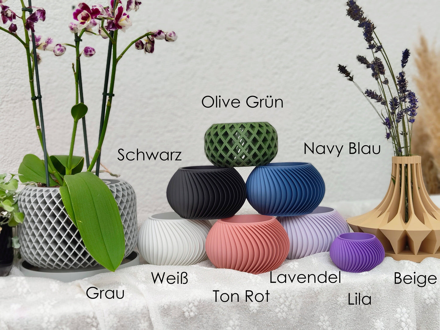 Moderner Orchideentopf mit Drainage "Lonis"| Exklusiv 3D gedruckter Topf für Orchideen und Sukkulenten